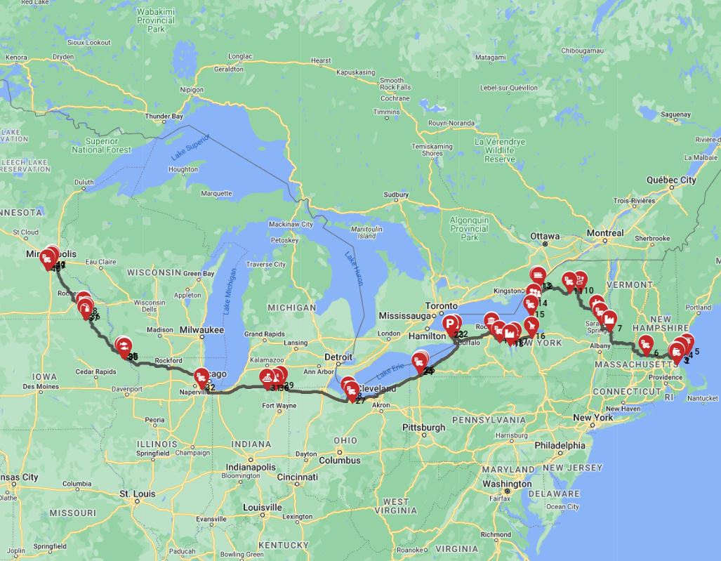 Boston to Minneapolis road trip RV trip planner